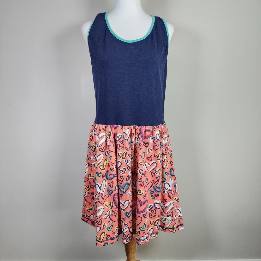 K Pea Tank Dress‎ Womens XL Jersey Comfort Heart Print Skirt Summer Made In USA